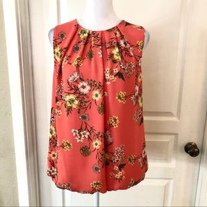 Liz Claiborne tangerine floral blouse